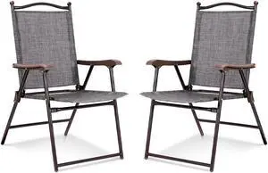 SlickBlue Set of 2 Patio Folding Sling Back Camping Deck Chairs