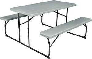 SlickBlue Indoor and Outdoor Folding Picnic Table Bench Set with Wood-like Texture
