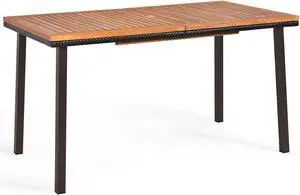 SlickBlue  Patio Acacia Dining Table with Umbrella Hole