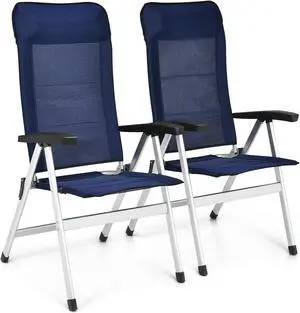 SlickBlue 2Pcs Patio Dining Chair with Adjust Portable Headrest