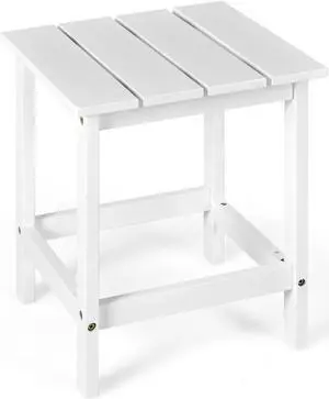 SlickBlue 15 Inch Patio Square Wooden Slat End Side Coffee Table for Garden