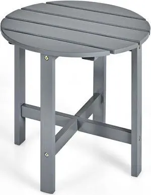 SlickBlue  Patio Round Side Wooden Slat End Coffee Table for Garden