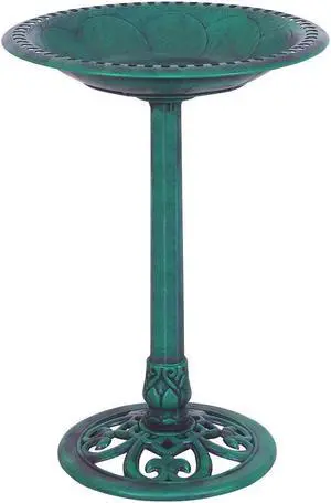 SlickBlue Outdoor Garden Green Pedestal Bird Bath Feeder