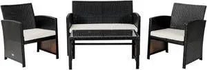 SlickBlue 4Pcs Patio Rattan Cushioned Furniture Set