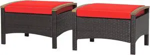 SlickBlue Set of 2 Fade-Resistant Wicker Patio Ottoman