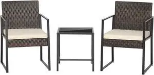SlickBlue 3 Pieces Modern Heavy Duty Patio Furniture Set with Coffee Table