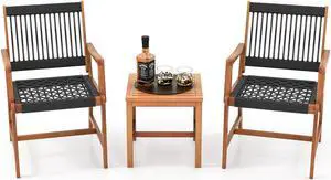 SlickBlue 3 Pieces Acacia Wood Patio Furniture Set with Armchairs Coffee Table