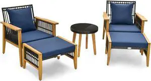 SlickBlue 5 Piece Patio Furniture Set with Coffee Table and 2 Ottomans