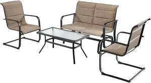 SlickBlue 4 Pieces Outdoor Patio Furniture Set with Padded Glider Loveseat and Coffee Table