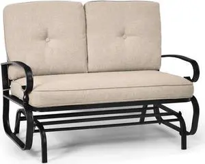 SlickBlue 2 Seats Outdoor Swing Glider Chair with Comfortable Cushions