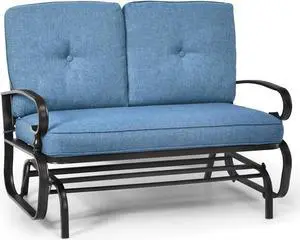 SlickBlue 2 Seats Outdoor Swing Glider Chair with Comfortable Cushions