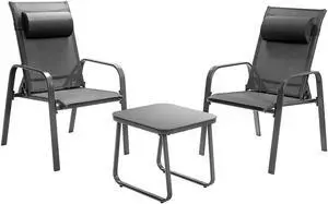 SlickBlue 3 Pieces Patio Bistro Furniture Set with Adjustable Backrest