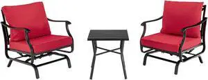 SlickBlue 3 Piece Patio Rocking Chair Set with Coffee Table
