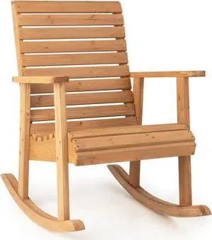 SlickBlue Outdoor Fir Wood Rocking Chair with High Backrest