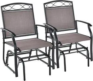 SlickBlue Set of 2 Outdoor Metal Glider Armchairs with Weather-resistant Fabric