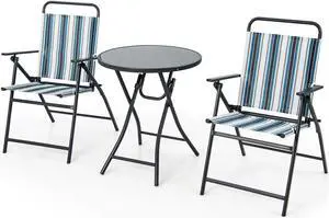 SlickBlue 3 Pieces Outdoor Folding Chair Set Portable Folding Chair Set