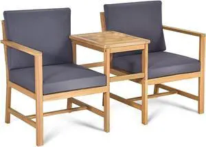SlickBlue  3-in-1 Acacia Wood Loveseat with Separable Coffee Table