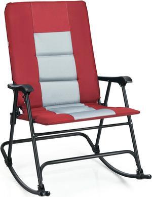 SlickBlue Foldable Rocking Padded Portable Camping Chair with Backrest and Armrest