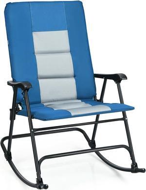 SlickBlue Foldable Rocking Padded Portable Camping Chair with Backrest and Armrest