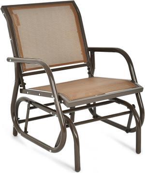 SlickBlue Outdoor Single Swing Glider Rocking Chair with Armrest