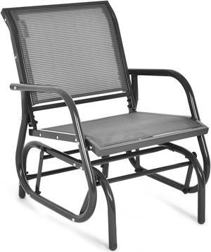 SlickBlue Outdoor Single Swing Glider Rocking Chair with Armrest