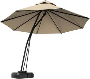 SlickBlue 11 Feet Outdoor Cantilever Hanging Umbrella with Base and Wheels