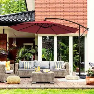 SlickBlue 10 Feet Patio Offset Hanging Umbrella with Easy Tilt Adjustment
