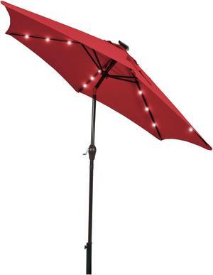 SlickBlue 9 Feet Solar LED Lighted Patio Market Umbrella Tilt Adjustment Crank Lift