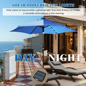 SlickBlue 9 Feet Solar LED Lighted Patio Market Umbrella Tilt Adjustment Crank Lift