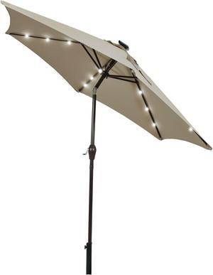 SlickBlue 9 Feet Solar LED Lighted Patio Market Umbrella Tilt Adjustment Crank Lift