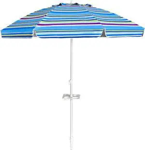 SlickBlue 7.2 Feet Portable Outdoor Beach Umbrella with Sand Anchor and Tilt Mechanism-Blue