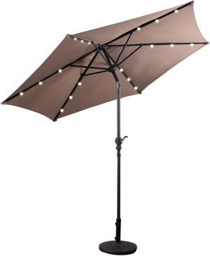 SlickBlue 9FT Patio Solar Umbrella LED Patio Market Steel Tilt with Crank Outdoor New