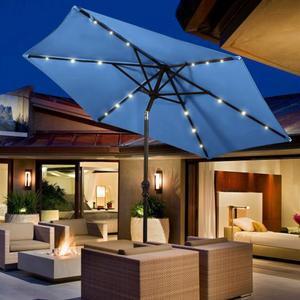 SlickBlue 9FT Patio Solar Umbrella LED Patio Market Steel Tilt with Crank Outdoor New