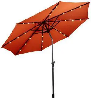 SlickBlue 10 ft Patio Solar Umbrella with Crank and LED Lights