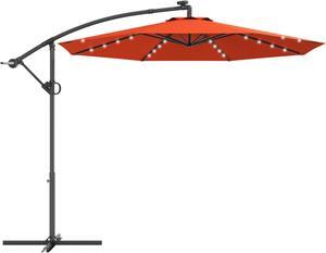 SlickBlue 10 ft 360Â° Rotation Solar Powered LED Patio Offset Umbrella without Weight Base