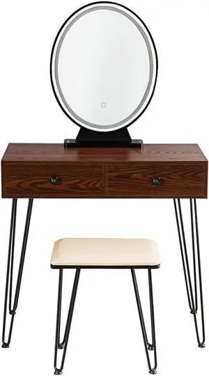 SlickBlue Industrial Makeup Dressing Table with 3 Lighting Modes