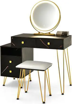 SlickBlue Modern Dressing Table with Storage Cabinet