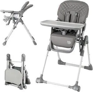 SlickBlue Foldable High Chair with Footrest and Detachable Tray