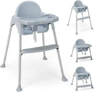SlickBlue 4-in-1 Convertible Baby High Chair with Removable Double Tray
