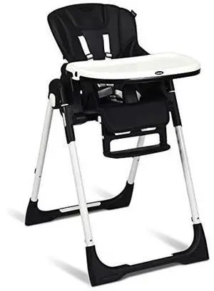 SlickBlue Foldable High chair with Multiple Adjustable Backrest-Black