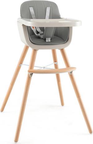 SlickBlue 3-in-1 Convertible Wooden High Chair with Cushion
