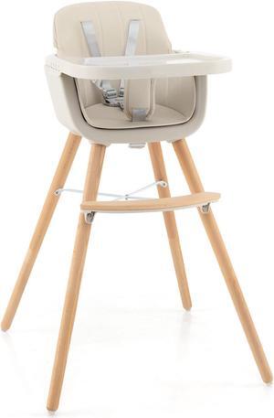 SlickBlue 3-in-1 Convertible Wooden High Chair with Cushion