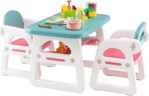 SlickBlue Kids Table and Chair Set with Building Blocks