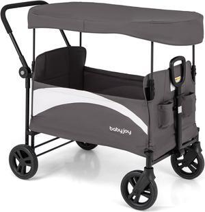 SlickBlue 2-Seat Stroller Wagon with Adjustable Canopy and Handles