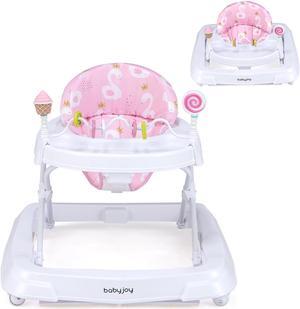 SlickBlue Foldable Baby Activity Walker with Adjustable Height and Detachable Seat Cushion-Pink
