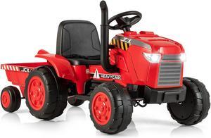 SlickBlue 12V Kids Ride On Tractor with Trailer and Remote Control