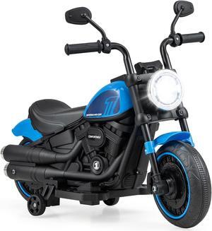 SlickBlue Kids Electric Motorcycle with Training Wheels and LED Headlights