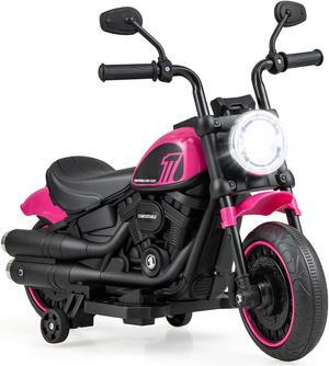 SlickBlue Kids Electric Motorcycle with Training Wheels and LED Headlights