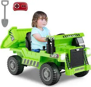 SlickBlue Kids Ride on Dump Truck 12V Ride on Car with Electric Dump Bed