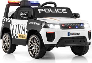 SlickBlue 12V Kids Ride on Police Car with Remote and Siren Flashing Lights